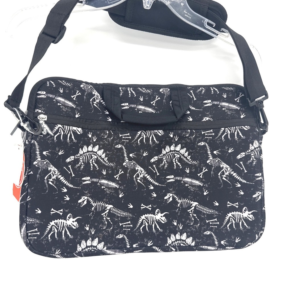 Wild Things Kids Laptop Tablet Case Black Dinosaur Skeleton Fossil Print NWT